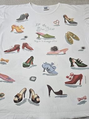 Vintage 1998 Rel-e-vant If The Shoe Fits All Over Print Shirt One Size Fits All